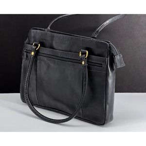 Vintage Thin Black Leather Ladies Purse or Portfolio